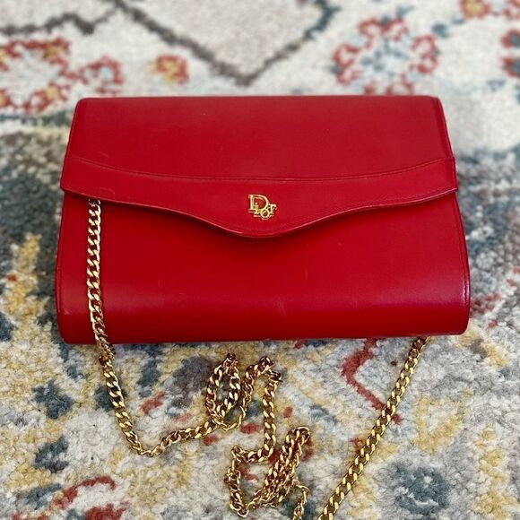 Vintage Christian Dior Crossbody Handbag Red - Picture 2 of 9